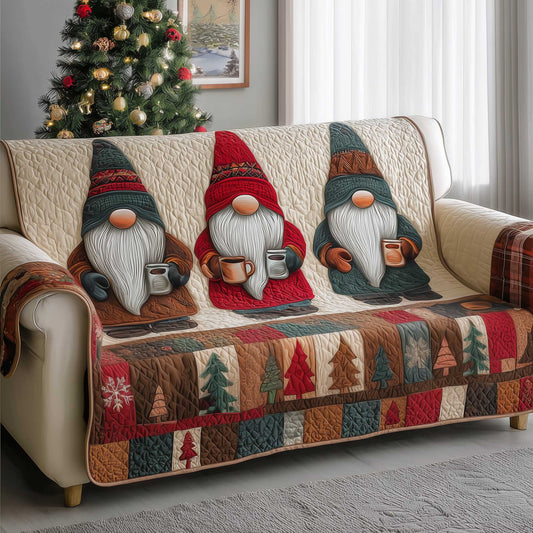 Gnome Quilted Sofa Cover Funny Hat With Coffee Accent Gnome Christmas Gift Ideas