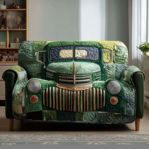 Retro Ride Quilted Sofa Cover Nostalgic Road Trip Vehicle Theme Gift For Race Car Enthusiast