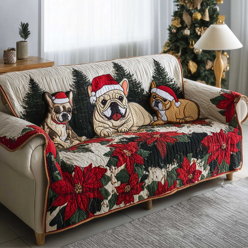 French Bulldog Quilted Sofa Cover Parisian Dog Christmas Theme French Bulldog Gifts For Owners