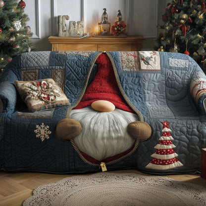 Holiday Glow Quilted Sofa Cover Shining Holiday Ew Gnome Gift For Christmas