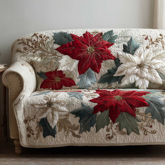 Holiday Glow Quilted Sofa Cover Warm Festive Light Pattern Christmas Gift For Flower Lovers