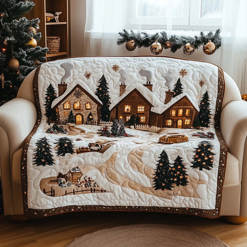 Snow Village Quilted Sofa Cover Tranquil Snowy Hamlet Protector Gifts For House Warming