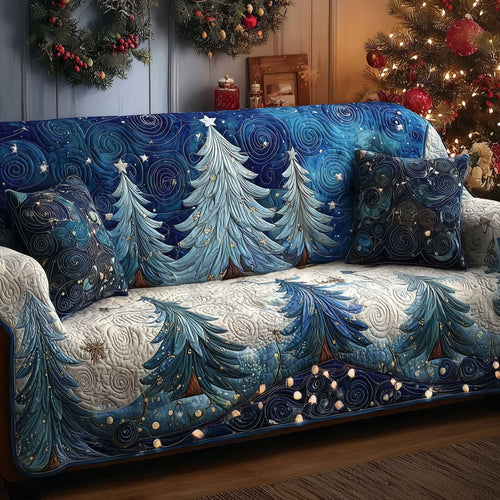 Forest Vibe Quilted Sofa Cover Green Tones Forest Design Christmas Home Decor Gift Idea