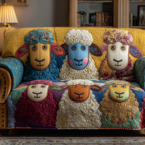 Quirky Pasture Quilted Sofa Cover Funky Farm Life Design Sheep Related Presents