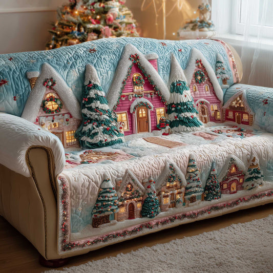 Christmas Wonderland Quilted Sofa Cover Magical Winter Kingdom Design Gifts For Housewarming