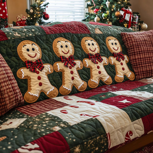 Joyful Gingerbeard Quilted Sofa Cover Christmas Treat Theme Protector Gifts For Sweet Lovers