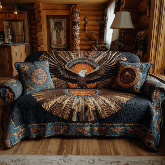 Native Eagle Quilted Sofa Cover Soaring Indigenous Wildlife Eagle Themed Gifts Winter