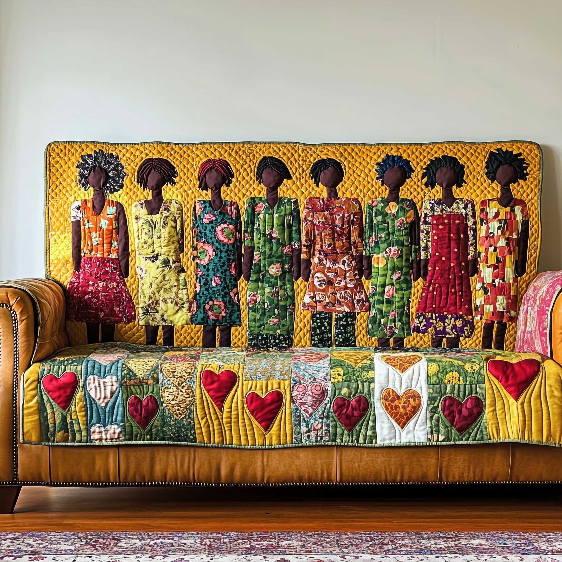 Heritage Glow Quilted Sofa Cover Traditional Quilted African American Gifts For Women