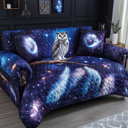 Galaxy Owl Quilted Sofa Cover Celestial Nebula Sofa Best Unique Gifts For Owl Lovers