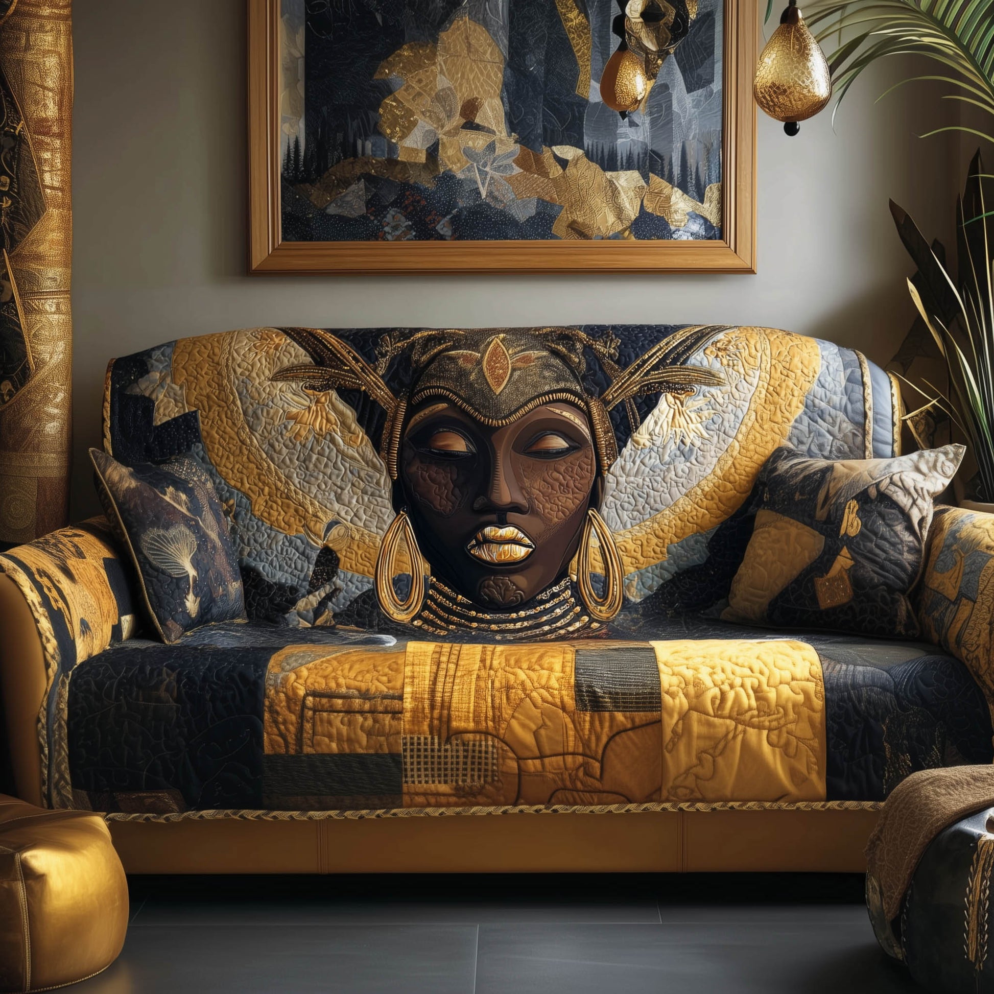Proud Roots Quilted Sofa Cover Black History Pride African American Gifts For Women