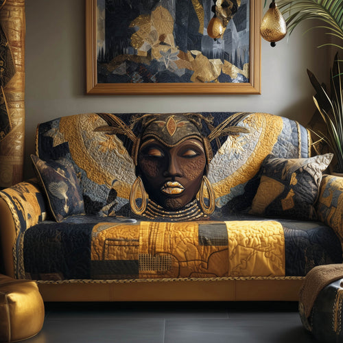 Proud Roots Quilted Sofa Cover Black History Pride African American Gifts For Women