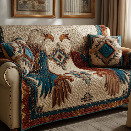 Native Eagle Quilted Sofa Cover Best Holiday Sofa Furniture Native American Eagle Gifts Trendyhomewear - Pvr