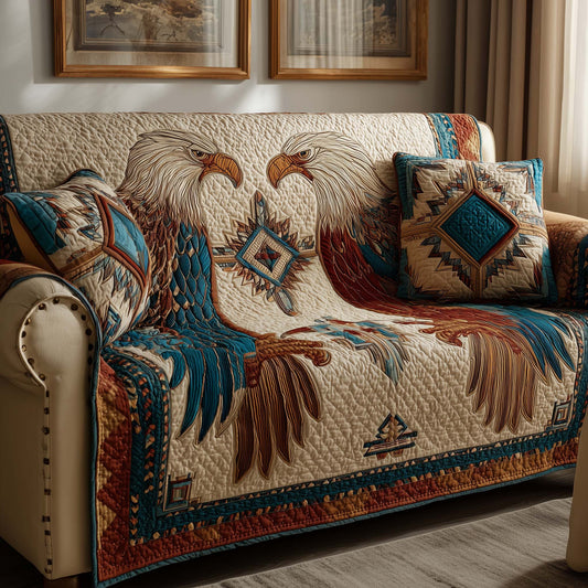 Native Eagle Quilted Sofa Cover Best Holiday Sofa Furniture Native American Eagle Gifts Trendyhomewear - Pvr