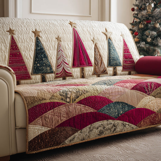 Festive Pine Tree Quilted Sofa Cover Living Room Sofa Furniture Holiday Decor Pine Gifts Trendyhomewear - Pvr