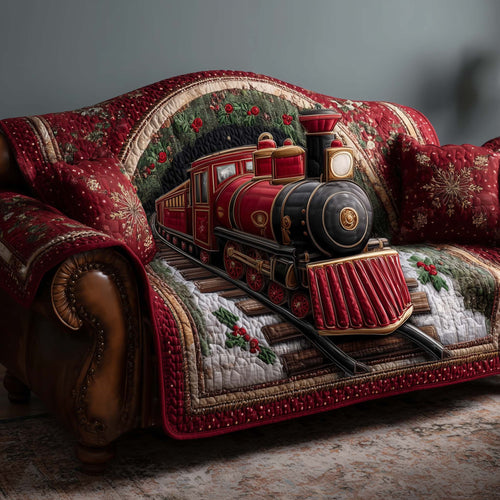 Northern Express Train Quilted Sofa Cover Cool Sofa Protector Item Gifts For Train Lovers Trendyhomewear - Pvr