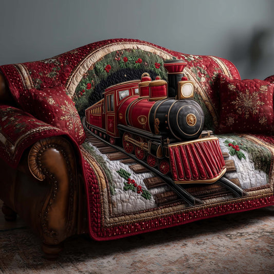 Northern Express Train Quilted Sofa Cover Cool Sofa Protector Item Gifts For Train Lovers Trendyhomewear - Pvr