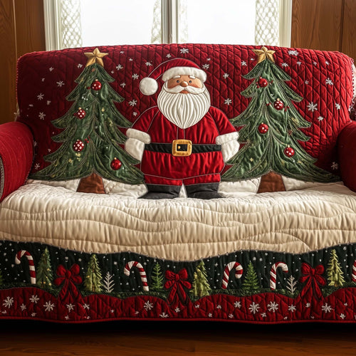 Santa Xmas Night Quilted Sofa Cover Christmas Sofa Furniture Decoration Santa Gifts Trendyhomewear - Pvr