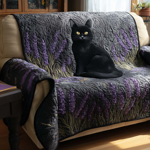 Black Cat Quilted Sofa Cover Good Luck Black Cat Protector Kitten Christmas Presents