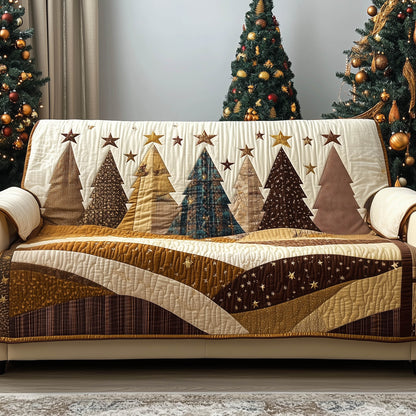 Festive Tree Line Quilted Sofa Cover Holiday Couch Protector Cool Gifts For Christmas Trendyhomewear - Pvr