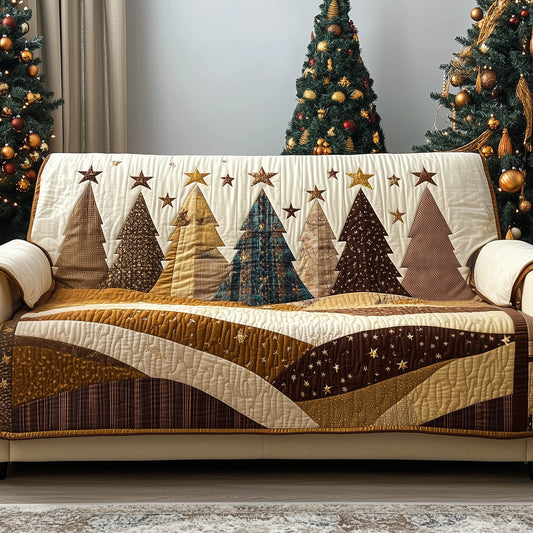 Festive Tree Line Quilted Sofa Cover Holiday Couch Protector Cool Gifts For Christmas Trendyhomewear - Pvr