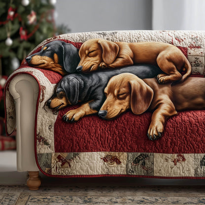 Puppies Snoore Quilted Sofa Cover Sleeping Sausage Puppy Dachshund Christmas Gifts