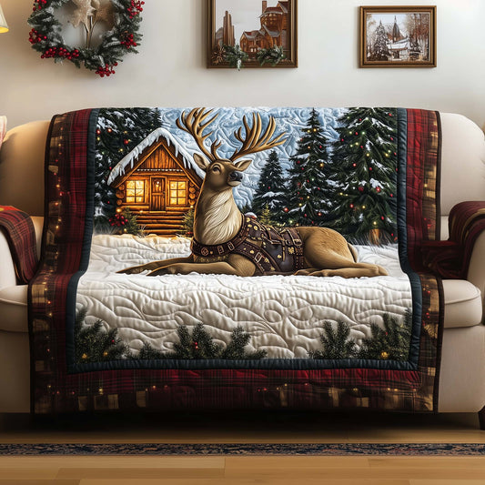 Reindeer Sleigh Leader Christmas Quilted Sofa Cover Holiday Sofa Protector Reindeer Gifts Trendyhomewear - Pvr