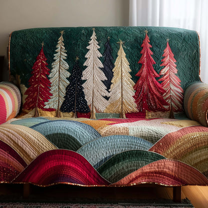 Pine Tree Evergreen Quilted Sofa Cover Xmas Couch Protector Pine Tree Novelty Gifts Trendyhomewear - Pvr