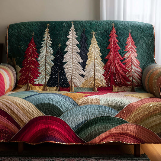 Pine Tree Evergreen Quilted Sofa Cover Xmas Couch Protector Pine Tree Novelty Gifts Trendyhomewear - Pvr