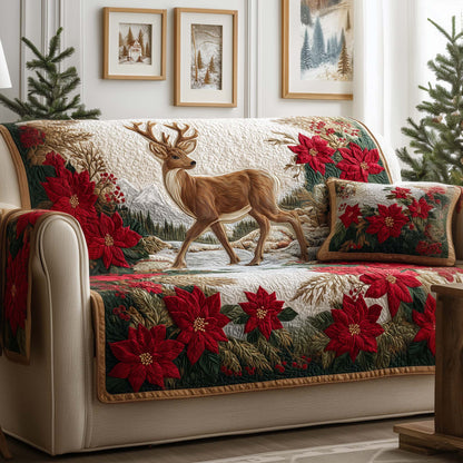Reindeer Buck And Blooms Quilted Sofa Cover Cool Sofa Pad Reindeer Item Gifts For Dad Trendyhomewear - Pvr