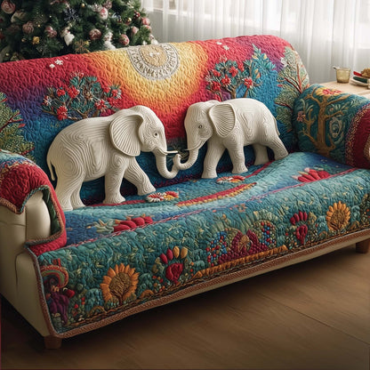Elephant Grace Quilted Sofa Cover Unique Christmas Couch Cushion Elephant Present Ideas Trendyhomewear - Pvr