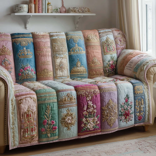 Reading Nook Quilted Sofa Cover Christmas Holiday Sofa Protector Book Lover Gift Ideas Trendyhomewear - Pvr