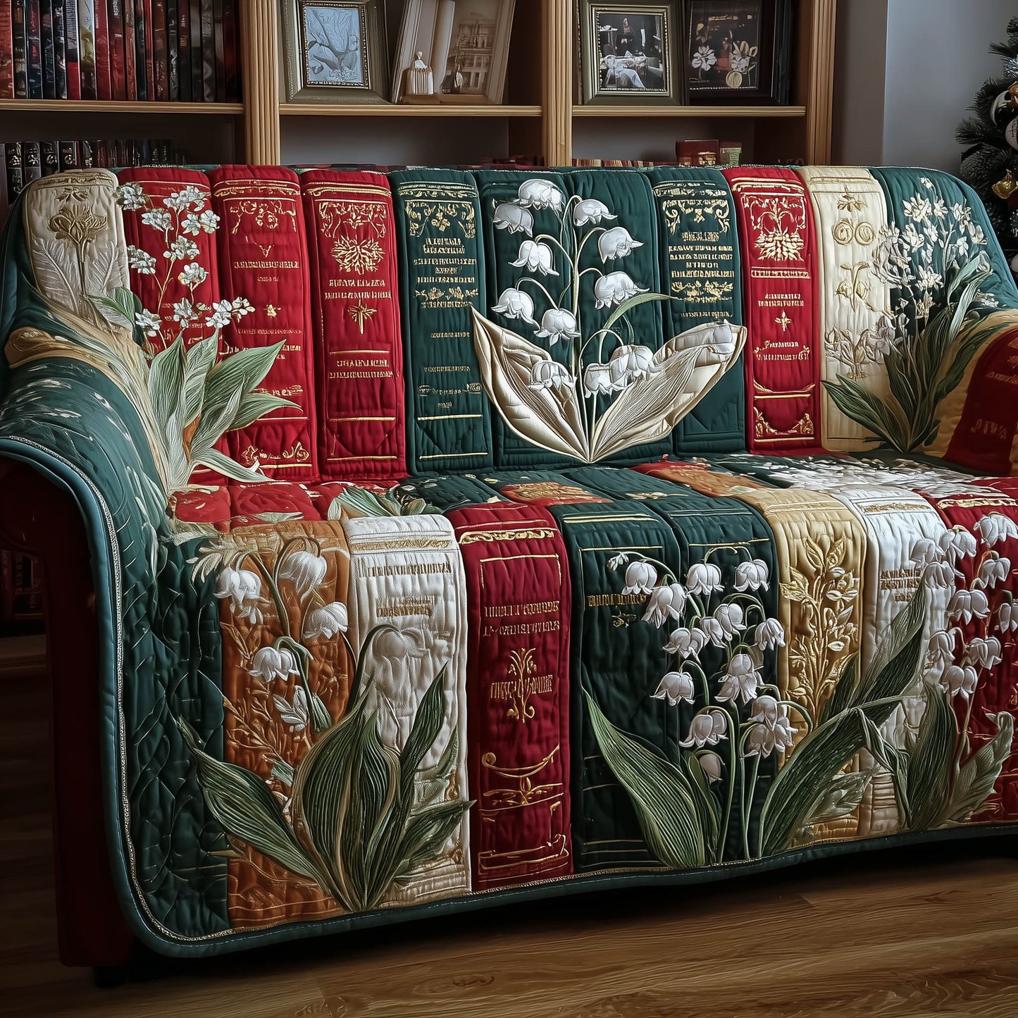 Antique Chapters Quilted Sofa Cover Vintage Book Stack Design Christmas Gifts For Book Lovers