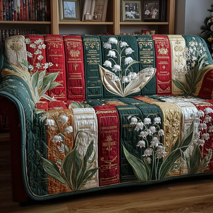 Antique Chapters Quilted Sofa Cover Vintage Book Stack Design Christmas Gifts For Book Lovers