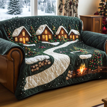 Christmas Wonderland Quilted Sofa Cover Winter Holiday Adventure Design Gifts For House Warming