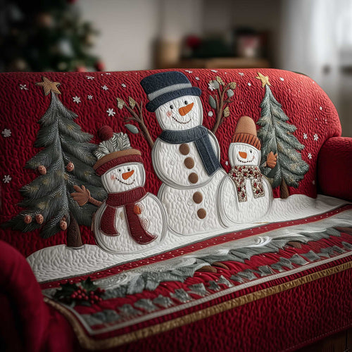 Snowman Quilted Sofa Cover Vibrant Festive Glow Design Christmas Gifts Ideas