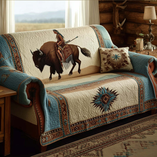 Native And Bison Quilted Sofa Cover Cool Christmas Sofa Native American Inspired Gifts Trendyhomewear - Pvr