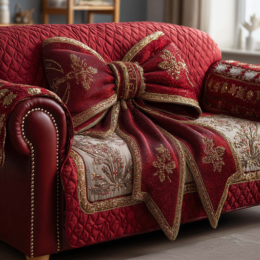 Huge Coquette Bow Quilted Sofa Cover Cozy Holiday Couch Furniture Coquette Bow Gift Ideas Trendyhomewear - Pvr