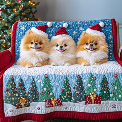 Pomeranian Dog Quilted Sofa Cover Holiday Couch Furniture Dog Lover Gifts For Brother Trendyhomewear - Pvr