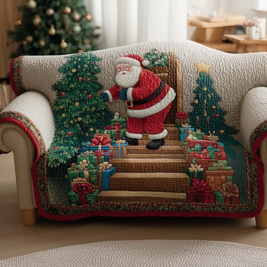 Santa Welcome Quilted Sofa Cover Christmas Sofa Protector Friendly Santa Gift Items Trendyhomewear - Pvr
