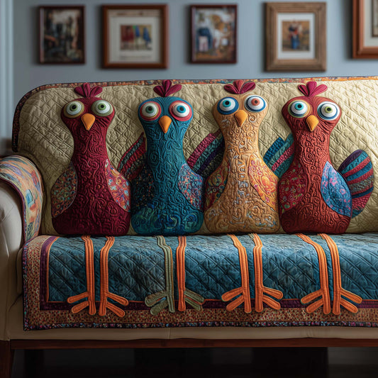 Chicken Squad Quilted Sofa Cover Best Christmas Couch Furniture Chicken Farmer Gift Ideas Trendyhomewear - Pvr