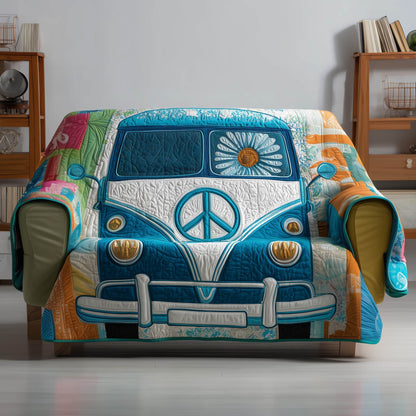 Hippie Van Quilted Sofa Cover Bohemian Travel Van Protector Gifts For Your Hippie Friend