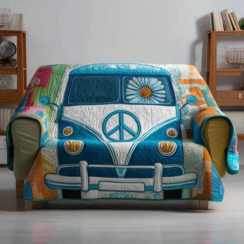 Hippie Van Quilted Sofa Cover Bohemian Travel Van Protector Gifts For Your Hippie Friend