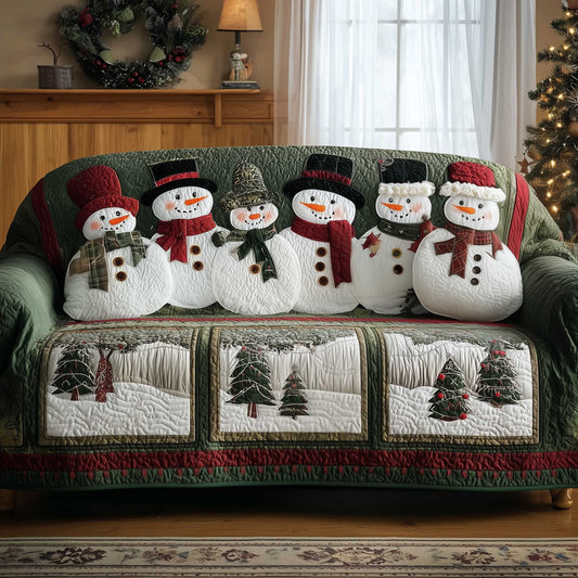 Snowman Lane Quilted Sofa Cover Cozy Christmas Sofa Furniture Snowman Decoration Gifts Trendyhomewear - Pvr