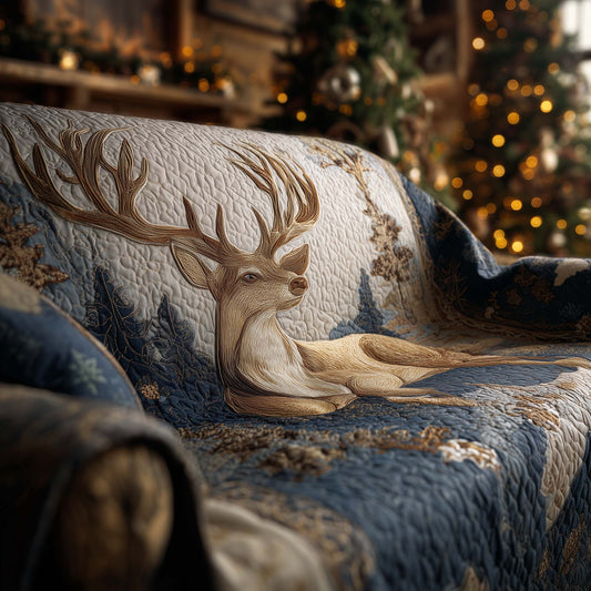 Majestic Deer Quilted Sofa Cover Regal Antlered Stag Protector Deer Themed Gifts For Him