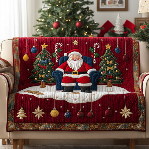 Santa Season's Best Seat Quilted Sofa Cover Cozy Winter Sofa Furniture Santa Gift Ideas Trendyhomewear - Pvr