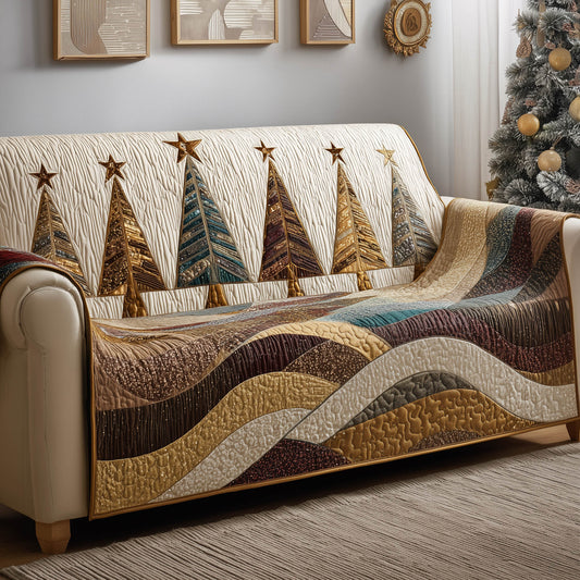 Pine Gorgeous Evergreen Quilted Sofa Cover Xmas Couch Furniture Pine Tree Gifts For Him Trendyhomewear - Pvr