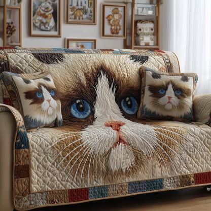 Swirly Cat Quilted Sofa Cover Unique Abstract Swirl Cat Kitten Christmas Presents