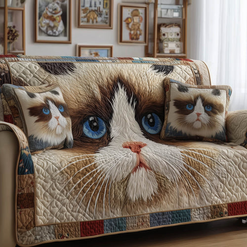Swirly Cat Quilted Sofa Cover Unique Abstract Swirl Cat Kitten Christmas Presents