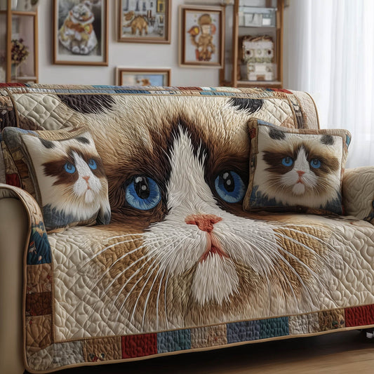 Swirly Cat Quilted Sofa Cover Unique Abstract Swirl Cat Kitten Christmas Presents