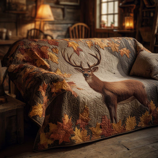Mystic Autumn Deer Quilted Sofa Cover Enchanted Forest Deer Themed Gifts For Him
